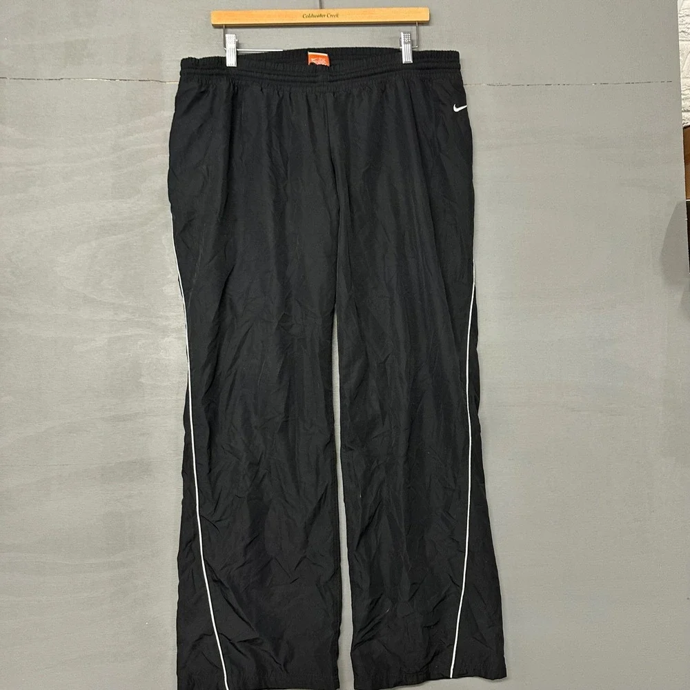 Nike Athletic Dept Mens‎ Large Black Track Pants Windbreaker Mesh Lined Piping